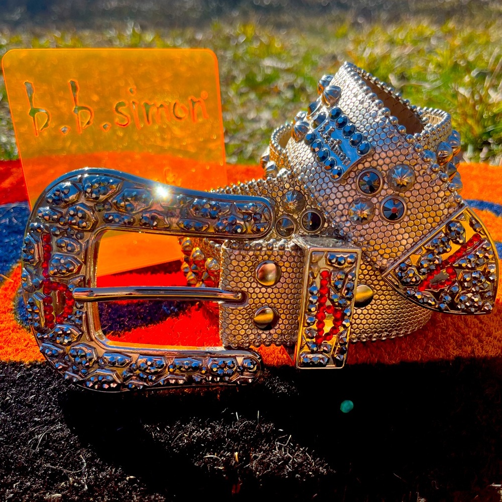 bb Simon Triple B Safa Chrome Size 40 Swarovski Belt